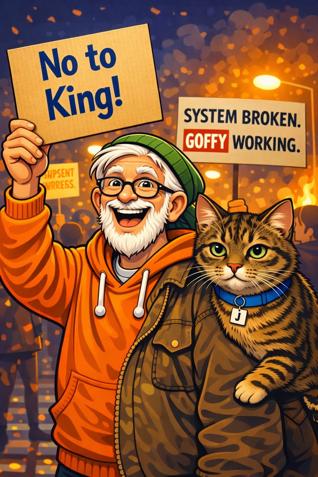 No to king protest poster