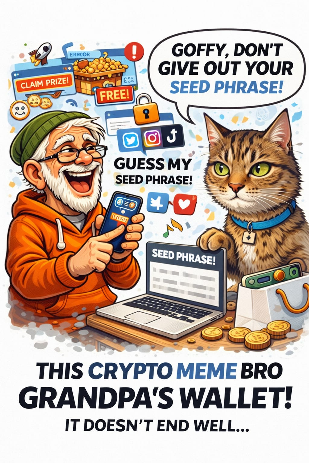 Seed phrase warning meme